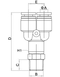 Grey White Male Y Push In Fittings, Composite Pneumatic Fittings, Polymer Air Fittings, Plastic one touch tube fittings, Pneumatic Fitting, Nickel Plated Brass Push in Fittings, pneumatic accessories.